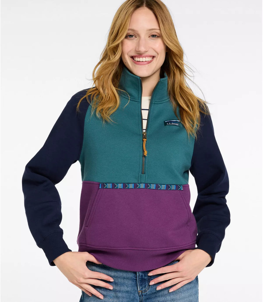 LLBean Women's Mountain Classic Color Block 1/2 Zip Sweatshirt