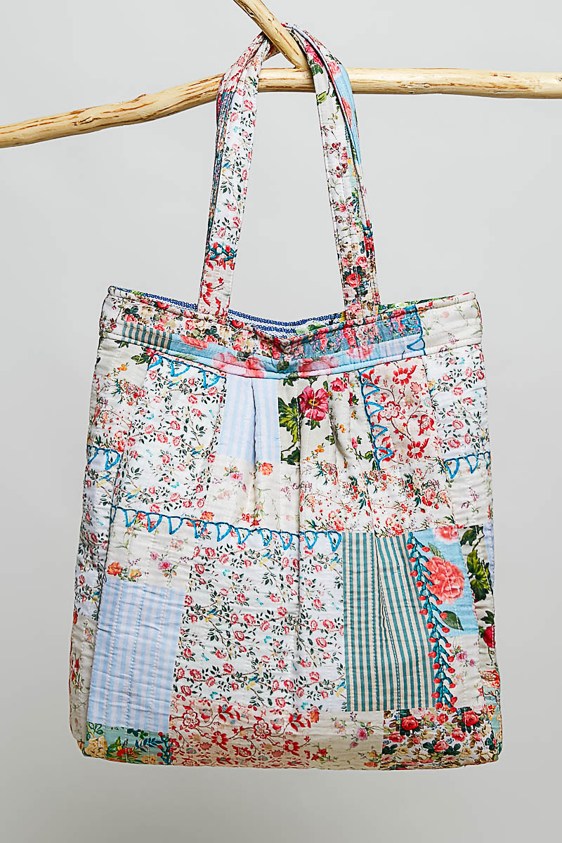 POL Quilted Patchwork Print Shoulder Tote Bag