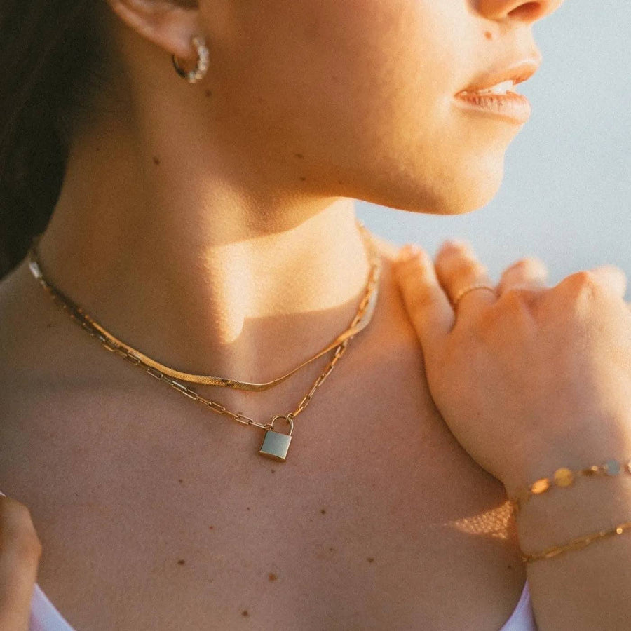 Mauve Jewelry Newport Gold Filled Lock Necklace