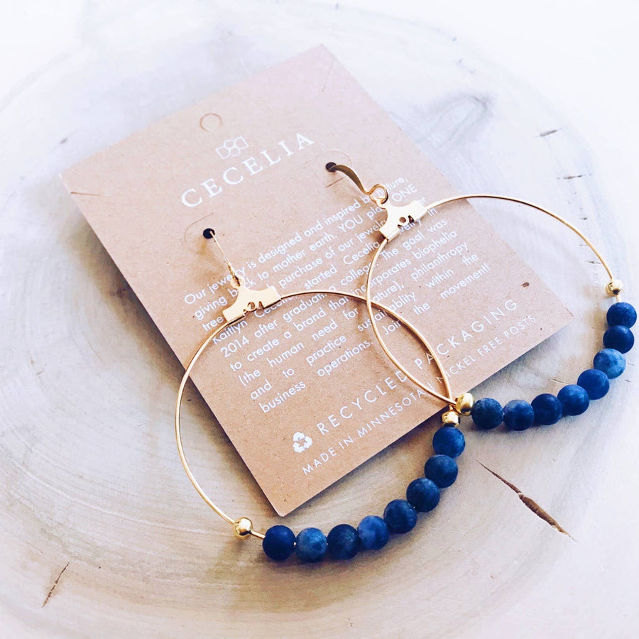 Cecelia Gemstone and Gold-Plated Hoop Earrings