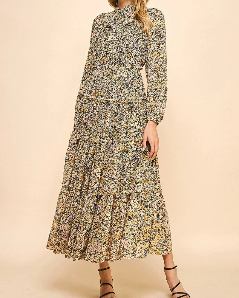 Pinch Floral Print Tiered Maxi Dress