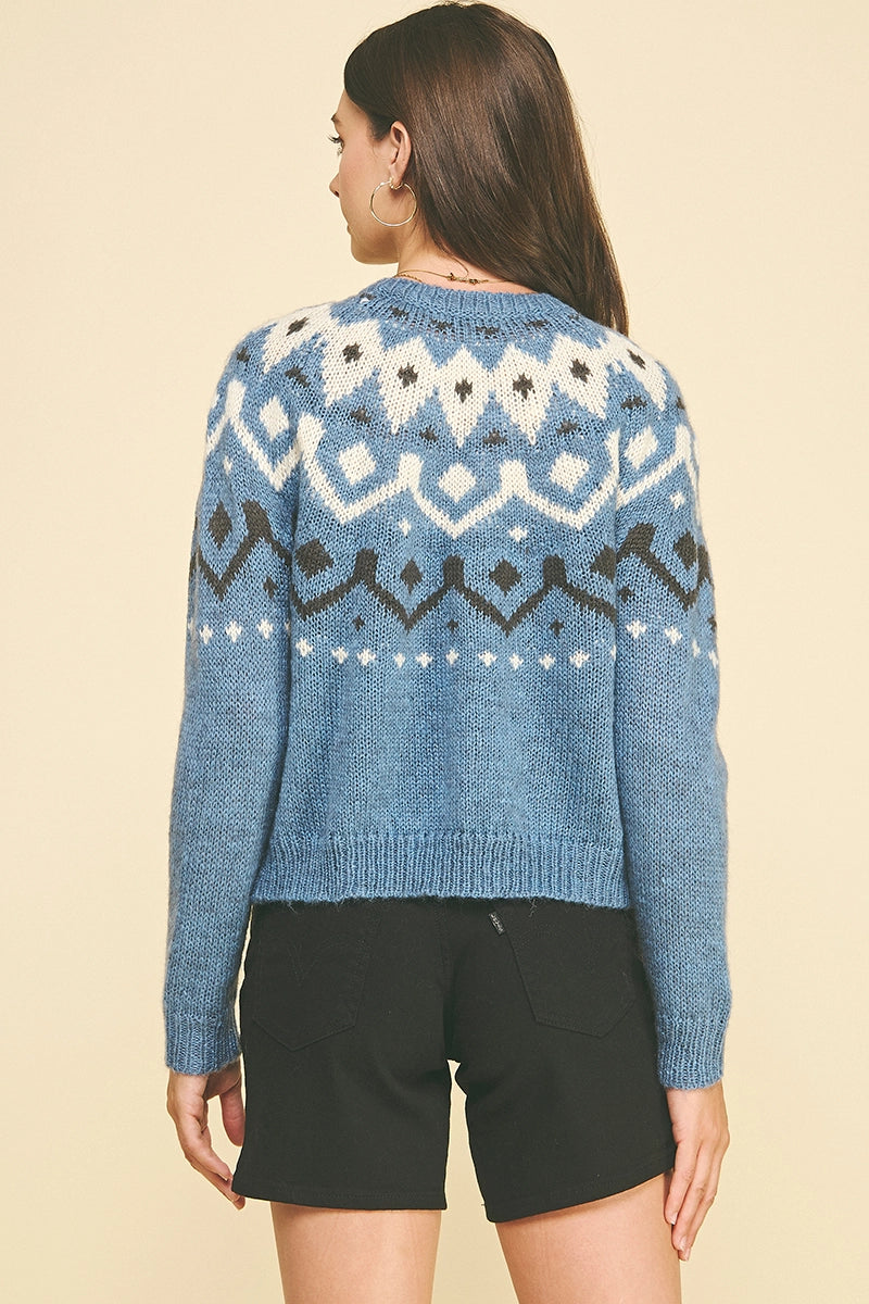 Nordic Pattern Button Down Cardigan