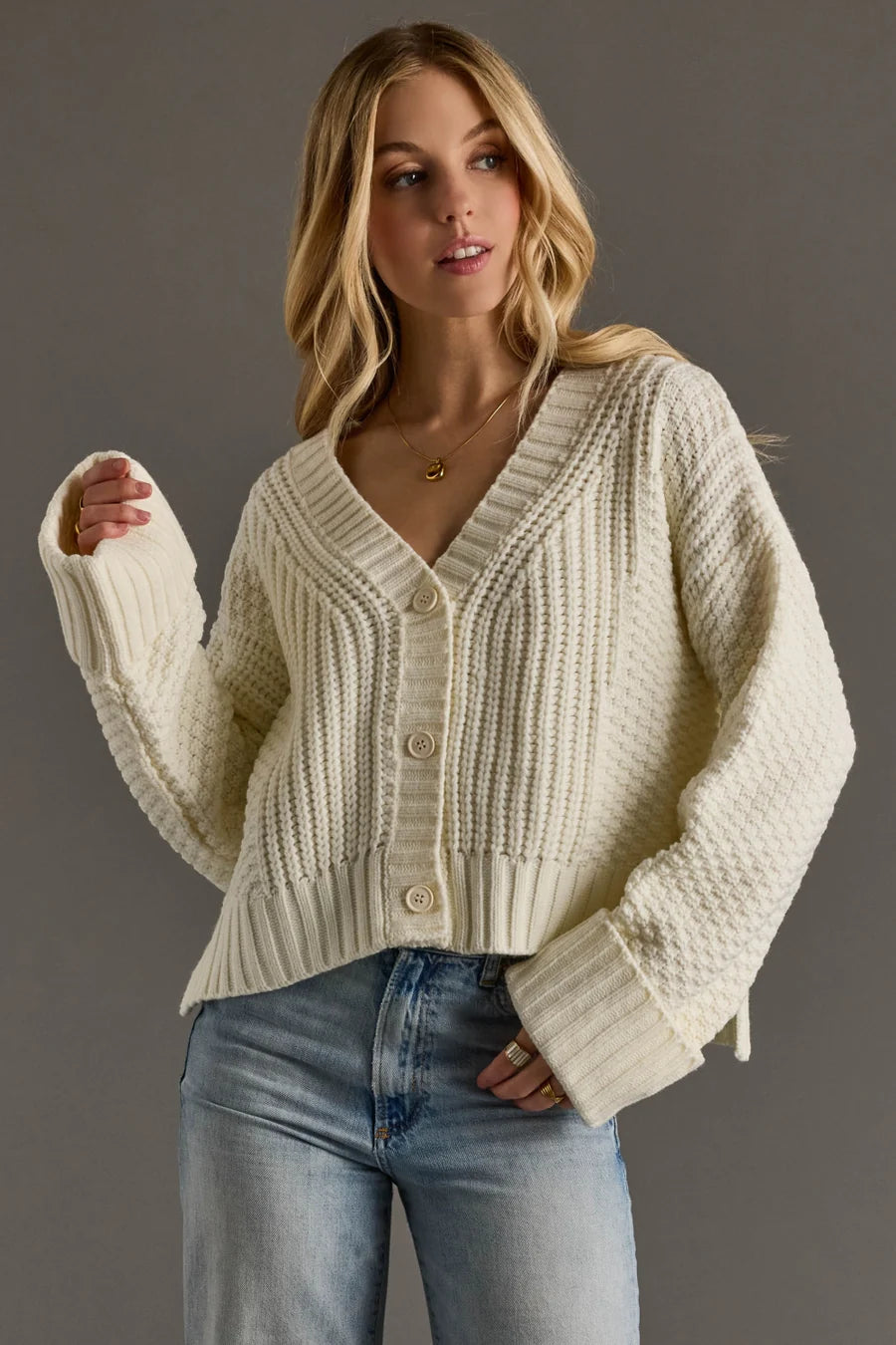 Cropped Button Up Cardigan