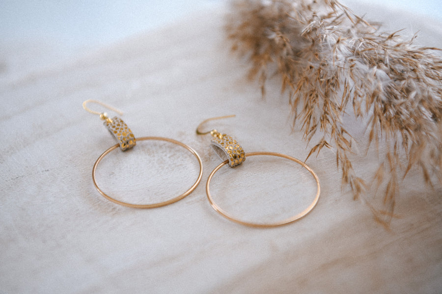 Lightweight Leather and Gold Plated Hoops