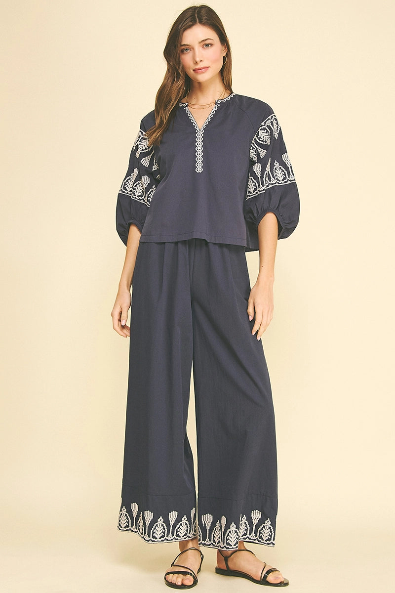 Embroidered Detail Blouse Top