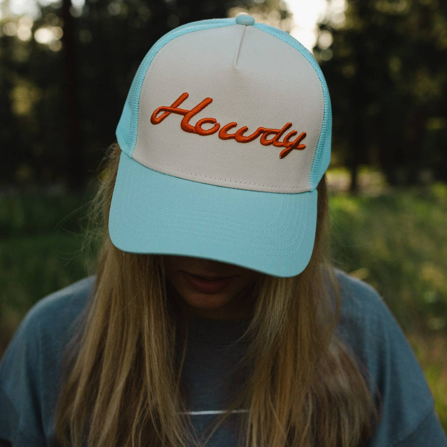 Montana Scene Howdy Embroidered Trucker Hat