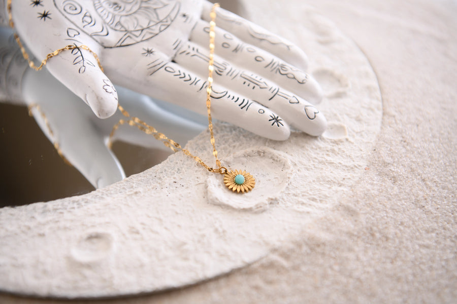 Turquoise Sunburst Pendant Necklace