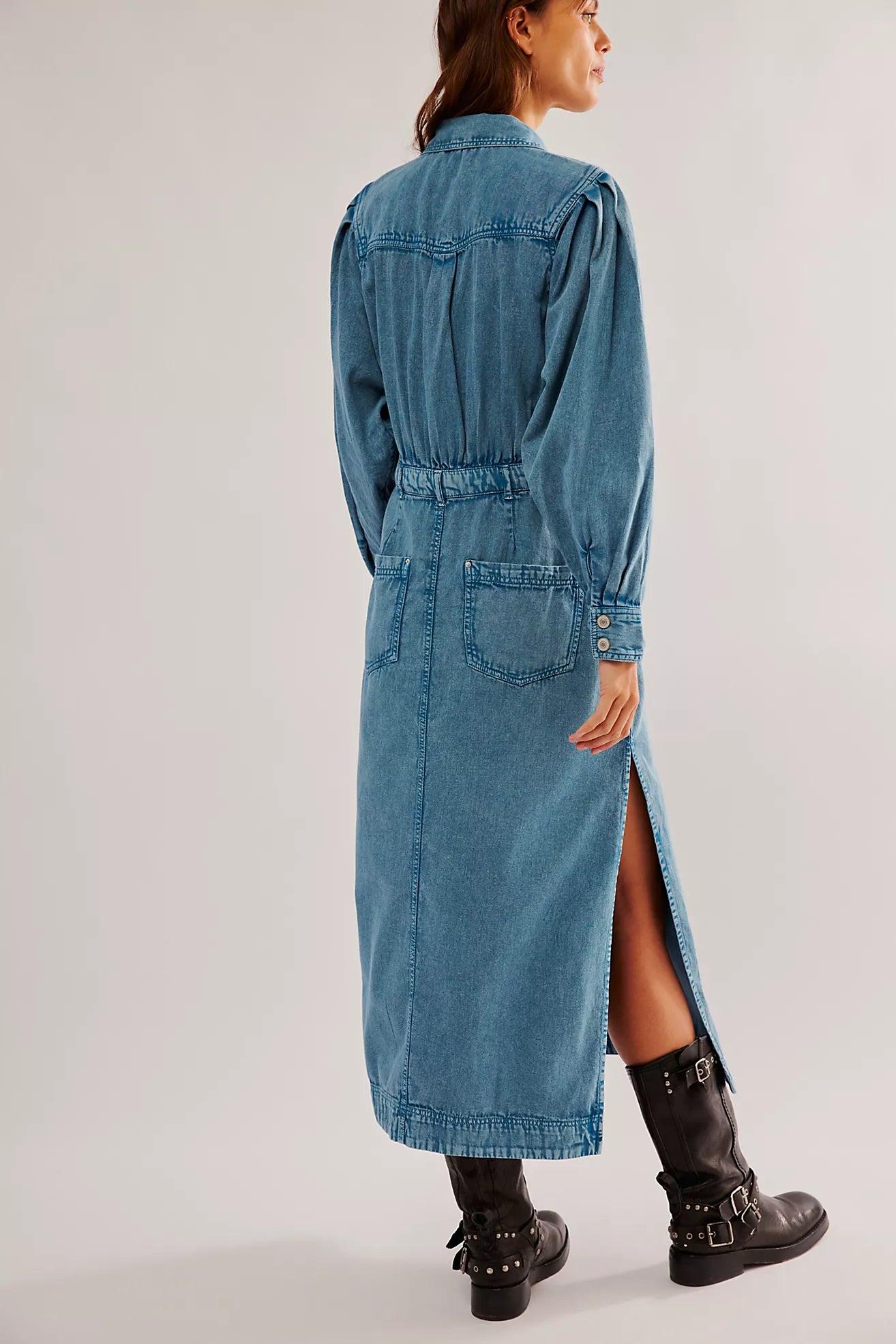 Free People Mad Love Denim Midi Dress