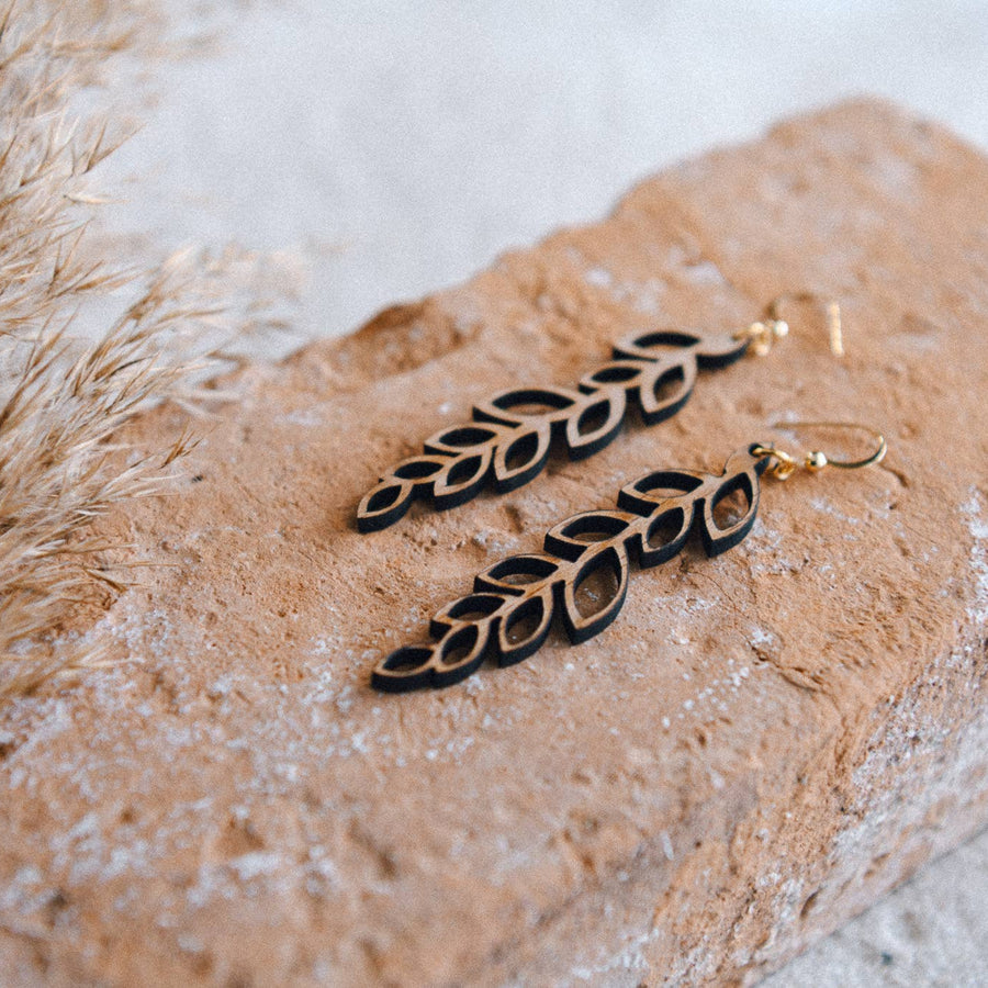 Cecelia Lightweight Leaf Drop Wood Earrings