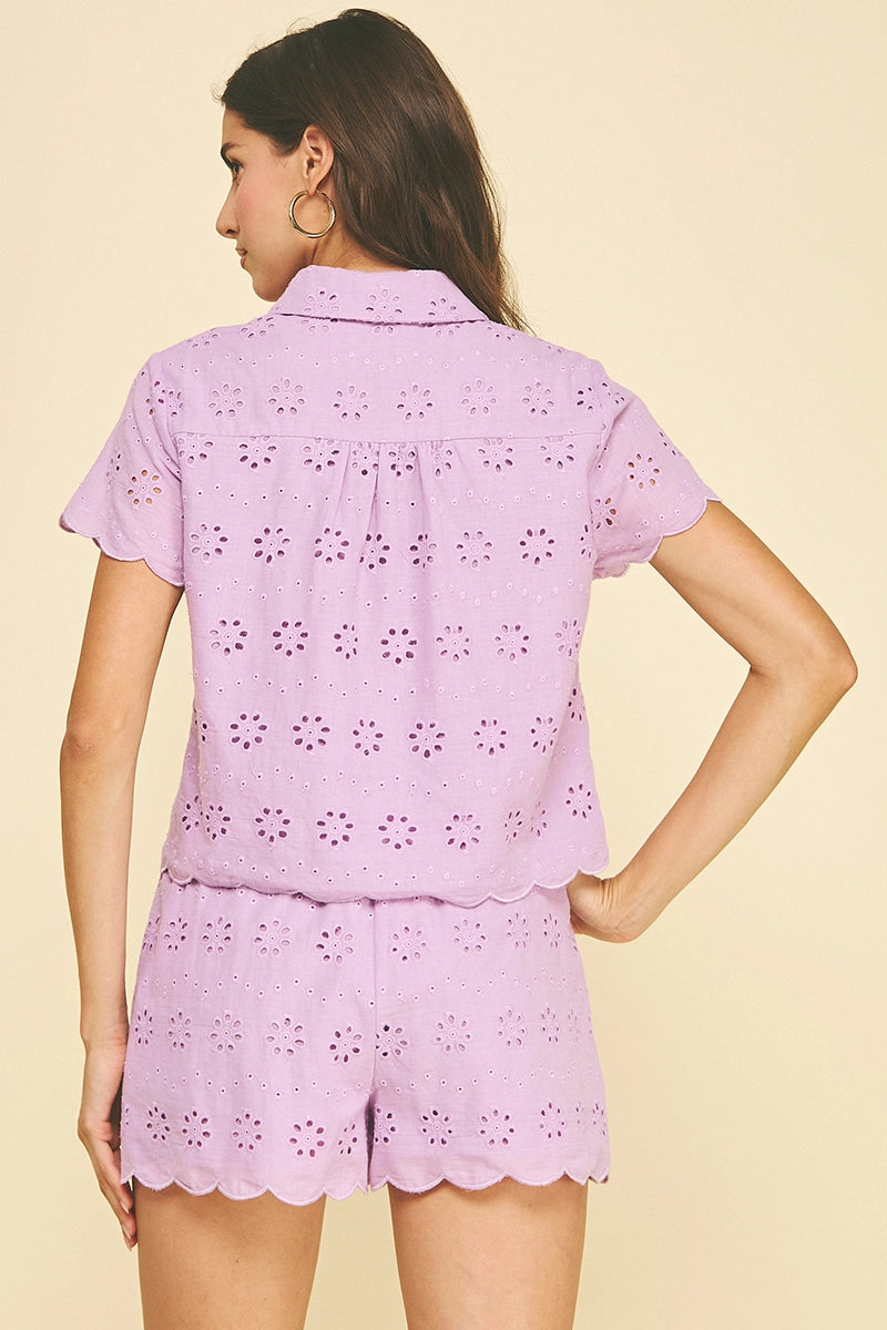 Eyelet Detailed Button Down Shirt