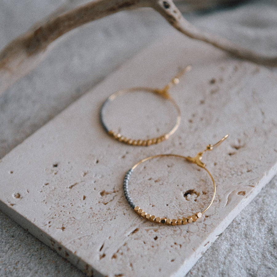 Cecelia Seed Bead Half and Half Hoop Earring