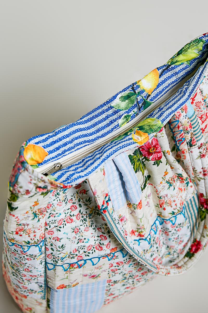 POL Quilted Patchwork Print Shoulder Tote Bag