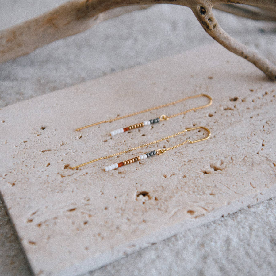 Cecelia Seed Bead and Gold Plated Threader Earrings
