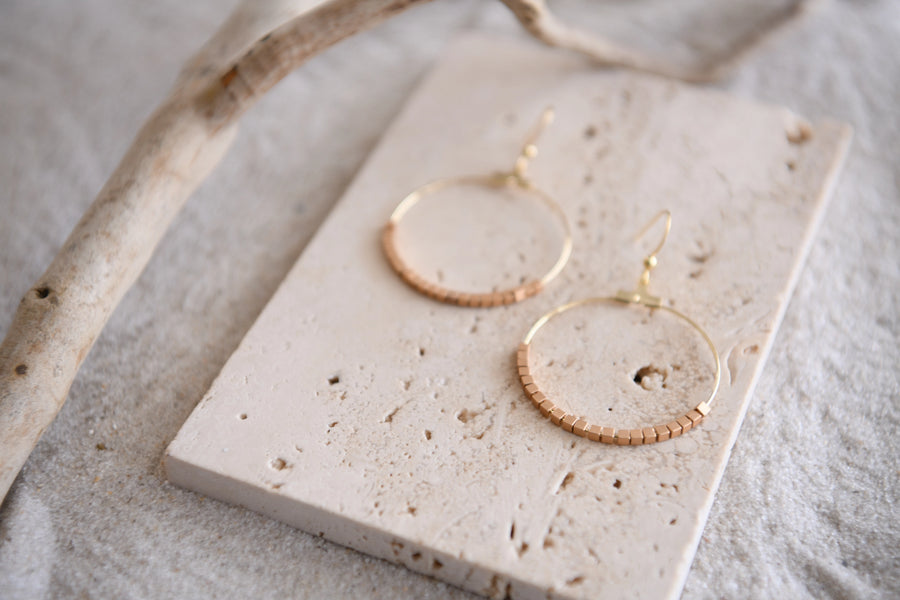 Hepburn Elegant Gold Beaded Hoop Earrings