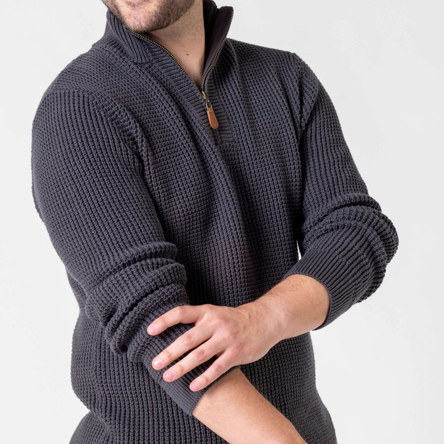 DKOTA GRIZZLY Angelo Cotton Zip Neck Sweater