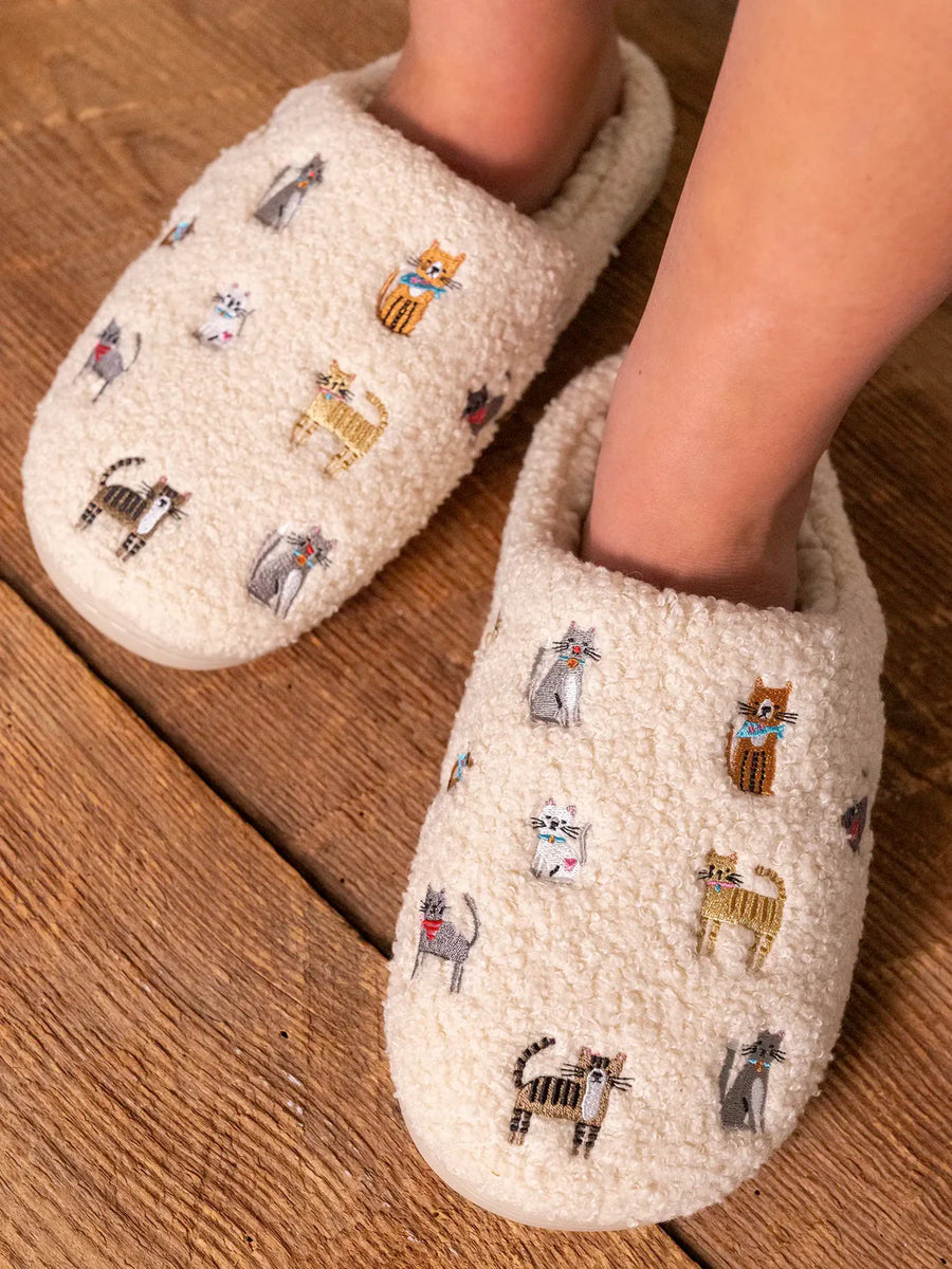 Embroidered Sherpa Slippers