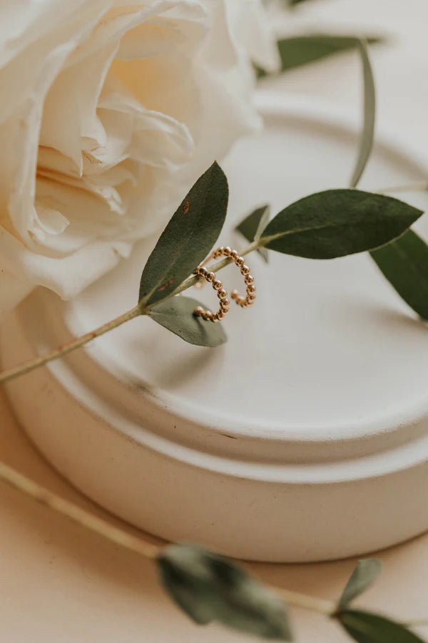 Beaded Huggie Hoops Gold