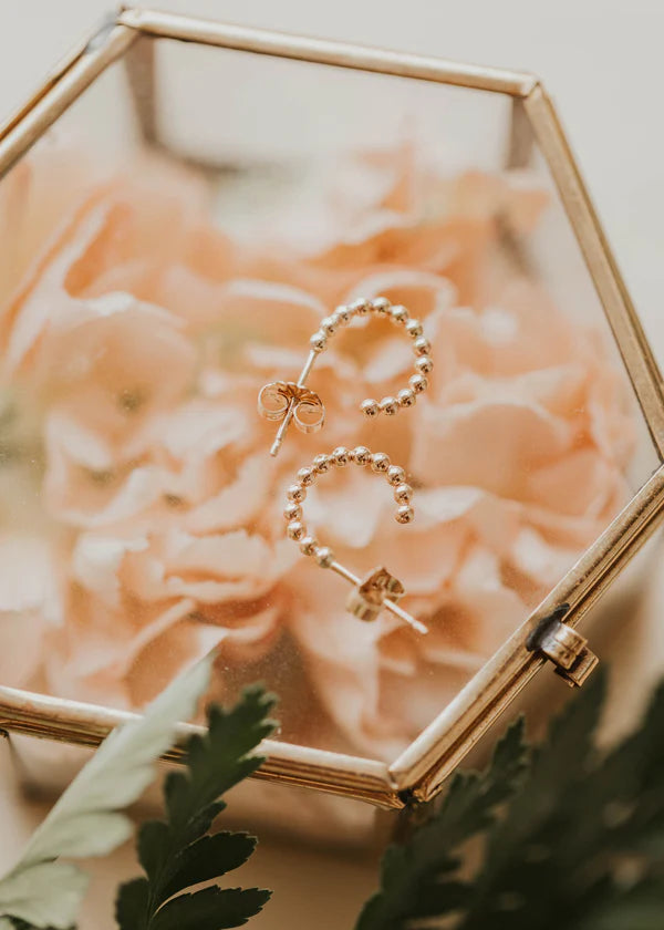 Beaded Huggie Hoops Gold