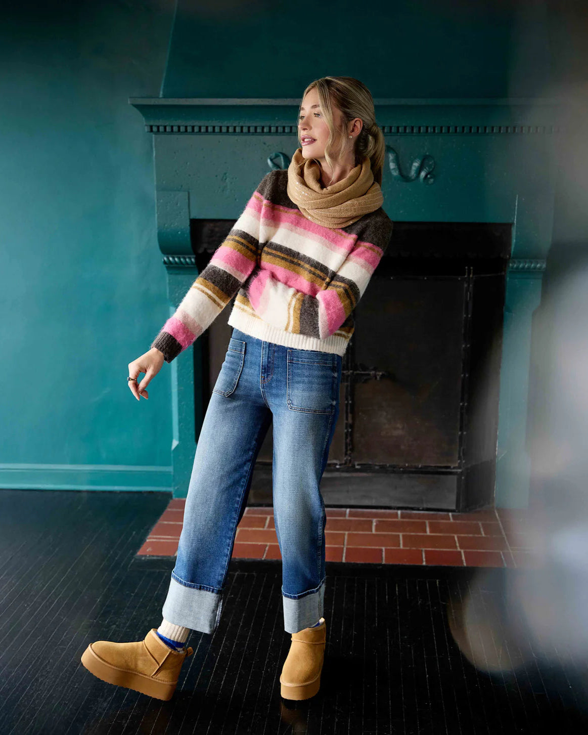 Elvira Zzz Striped Pullover Sweater