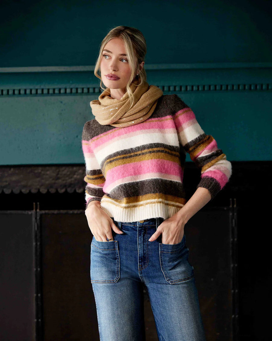 Elvira Zzz Striped Pullover Sweater