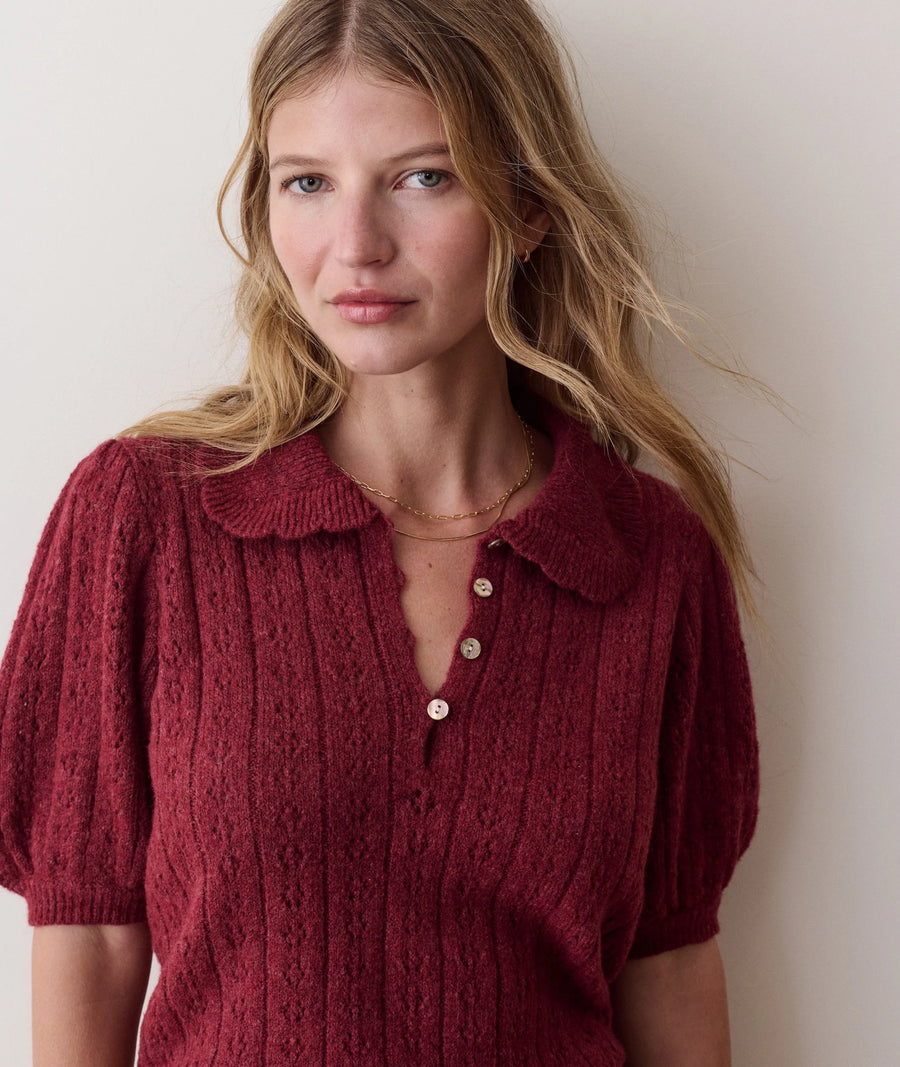 Marine Layer Sophie Pointelle Polo Sweater