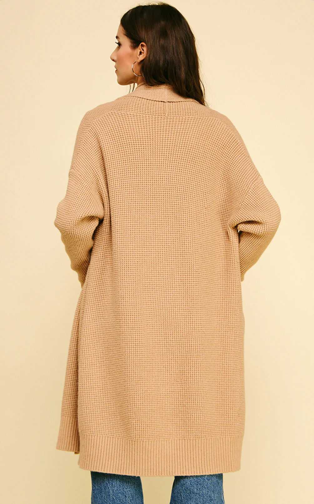 Waffle Textured Cardigan Sweater