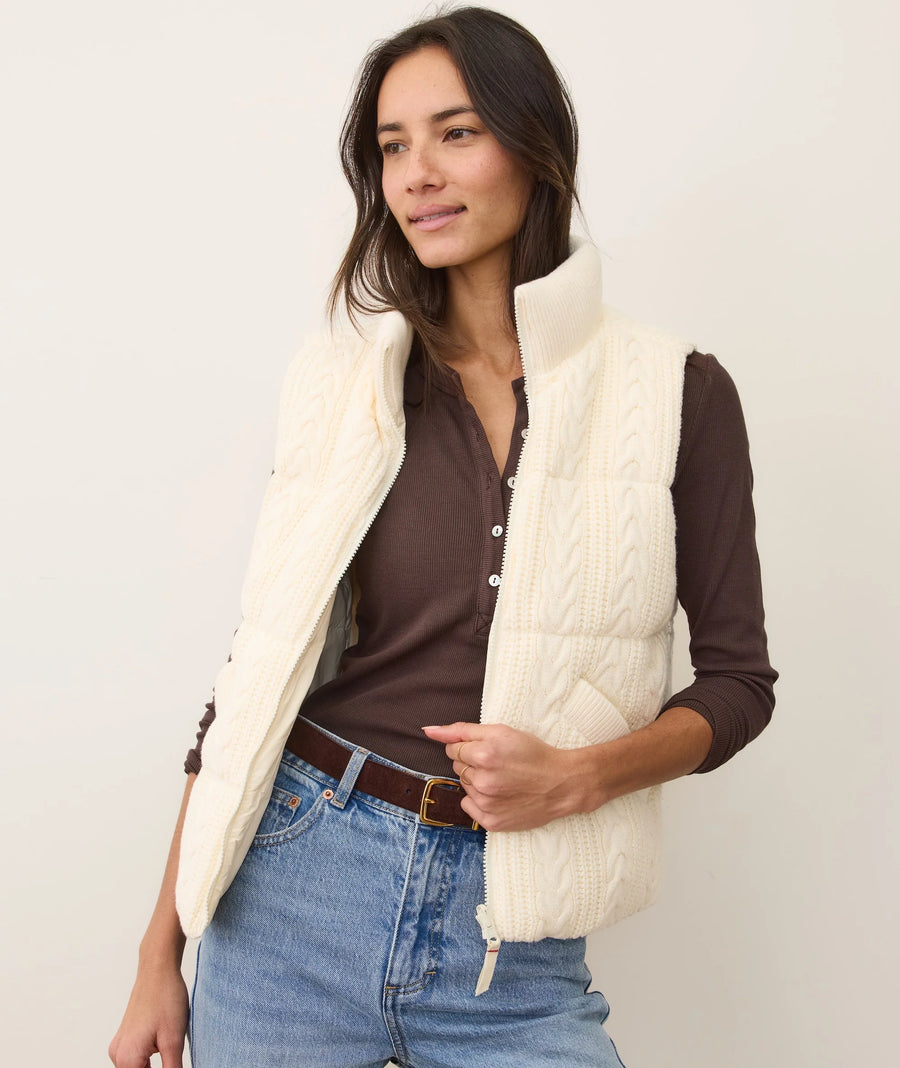 Alba Cable Knit Reversible Puffer Vest