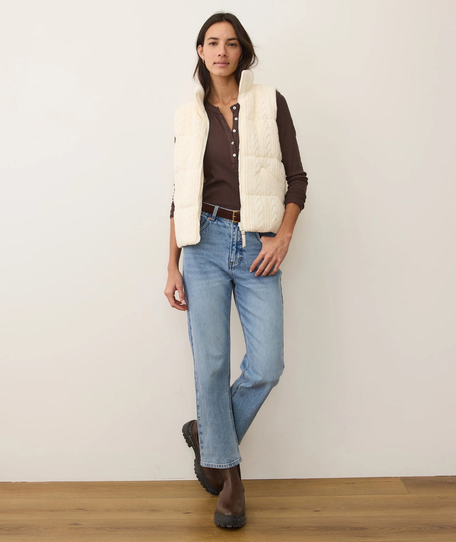 Alba Cable Knit Reversible Puffer Vest