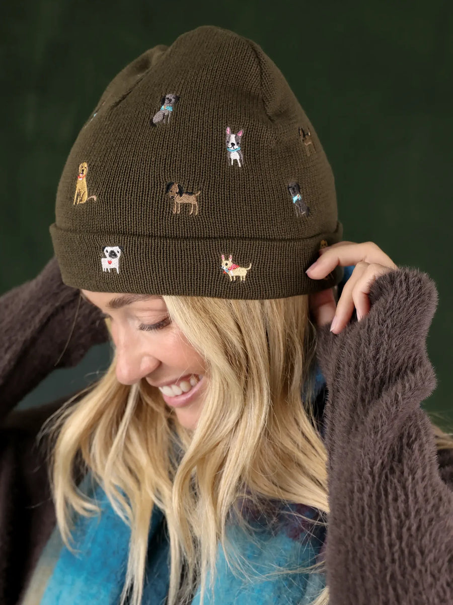 Embroidered Beanie Dogs