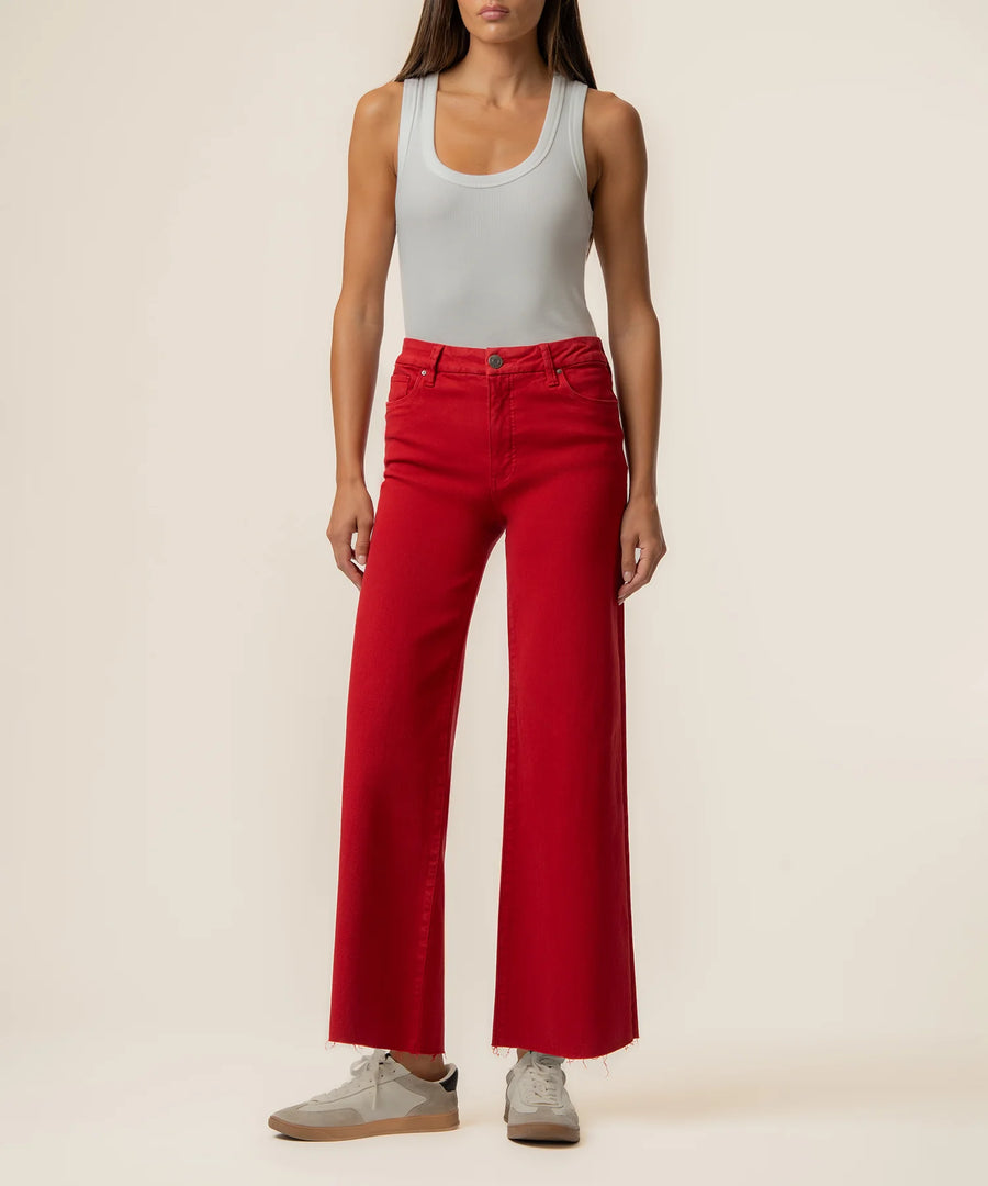 KUT Meg High Rise Fab Ab Wide Leg Raw Hem