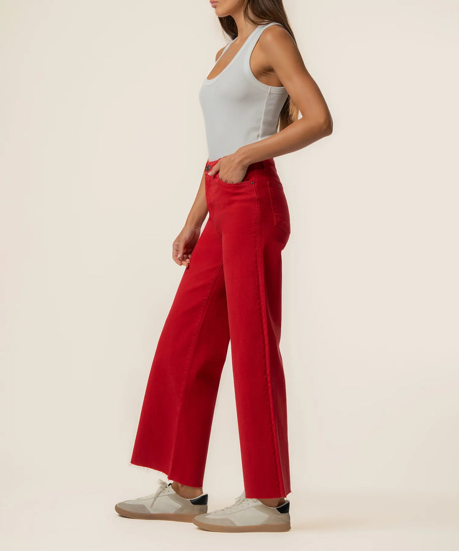 KUT Meg High Rise Fab Ab Wide Leg Raw Hem