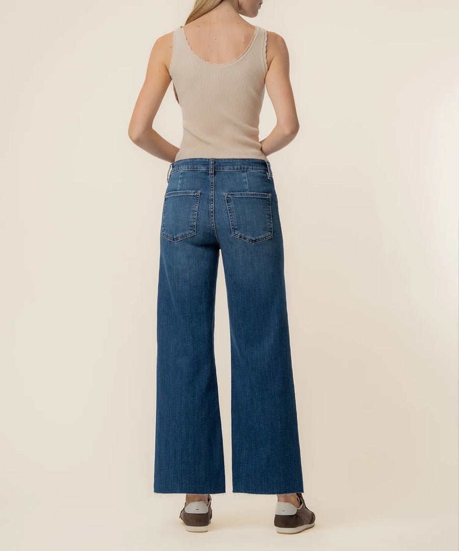 KUT Meg High Rise Wide Leg Front Patch Pockets