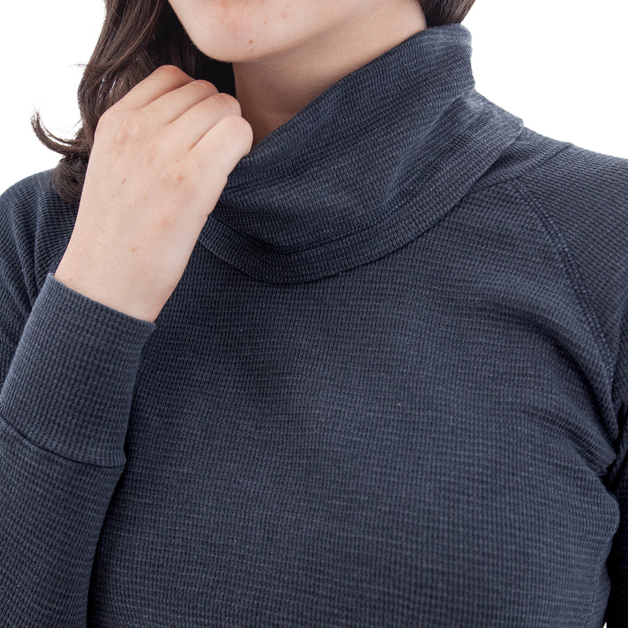 Cyndi Waffle Knit Cowl Neck