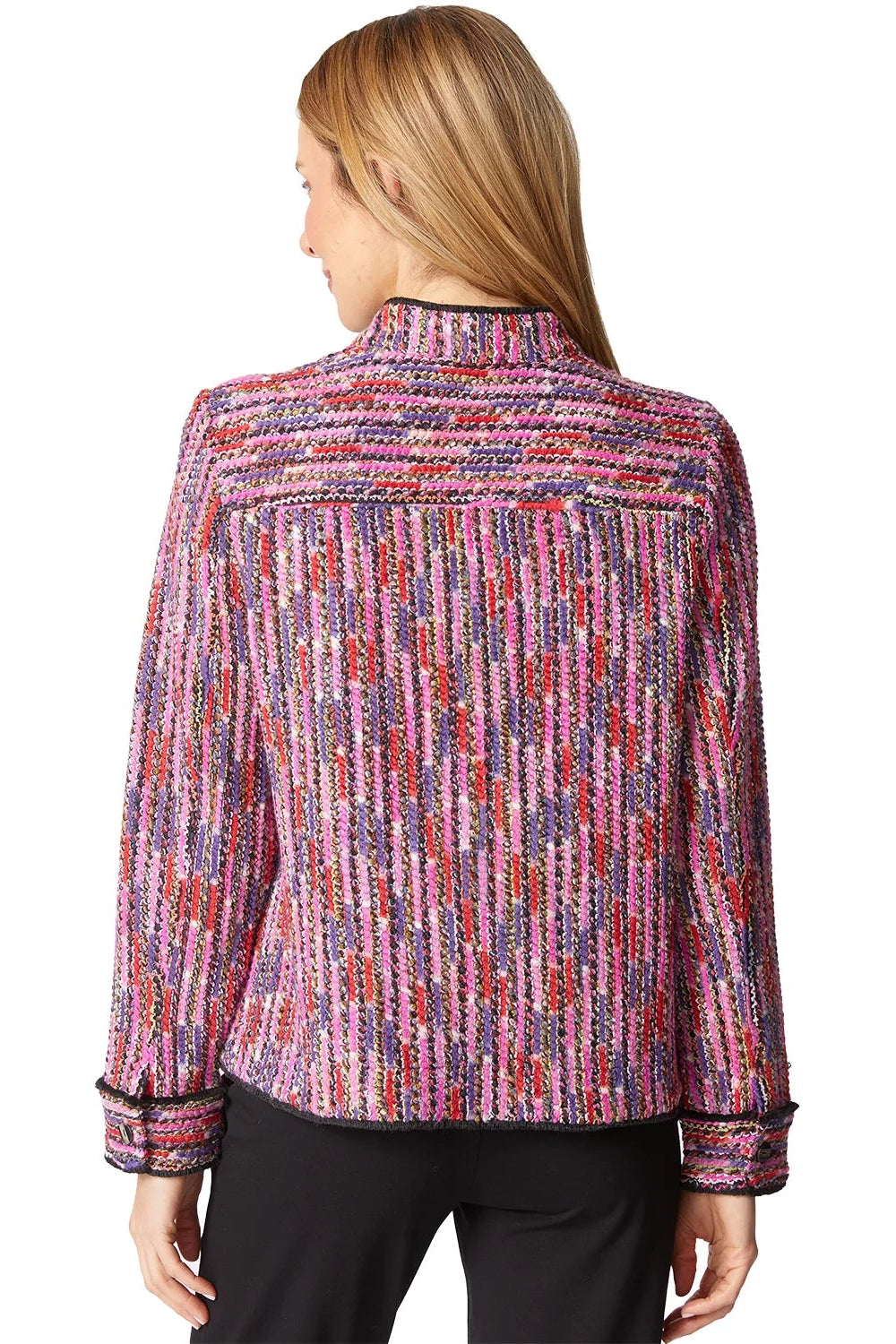 Mosaic Knit Fringe Jacket