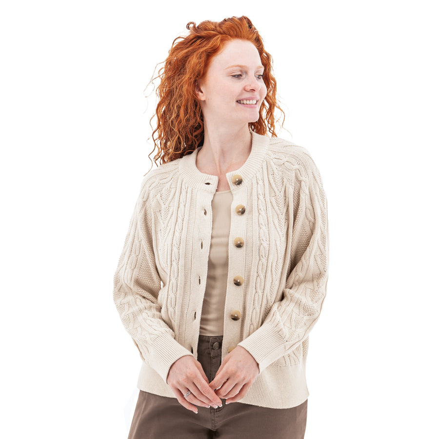 Cascade Cable Knit Raglan Cardigan