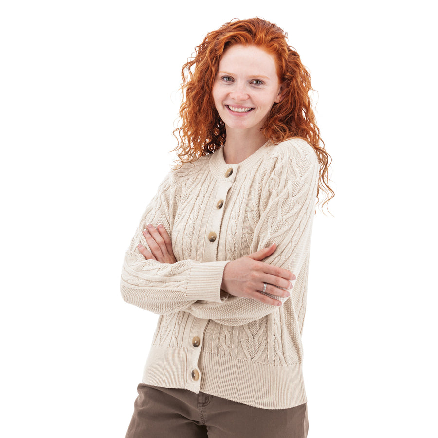 Cascade Cable Knit Raglan Cardigan