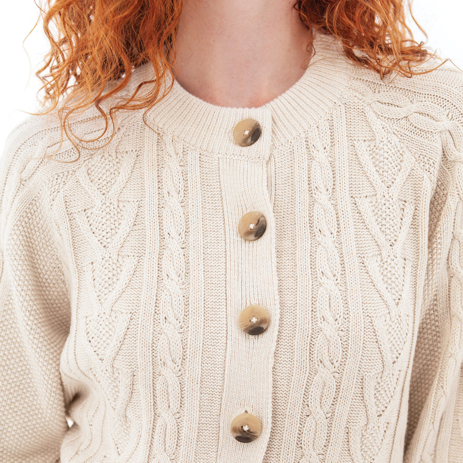 Cascade Cable Knit Raglan Cardigan