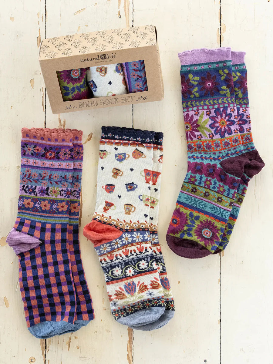 Boxed Boho Sock Set Coffee Cup