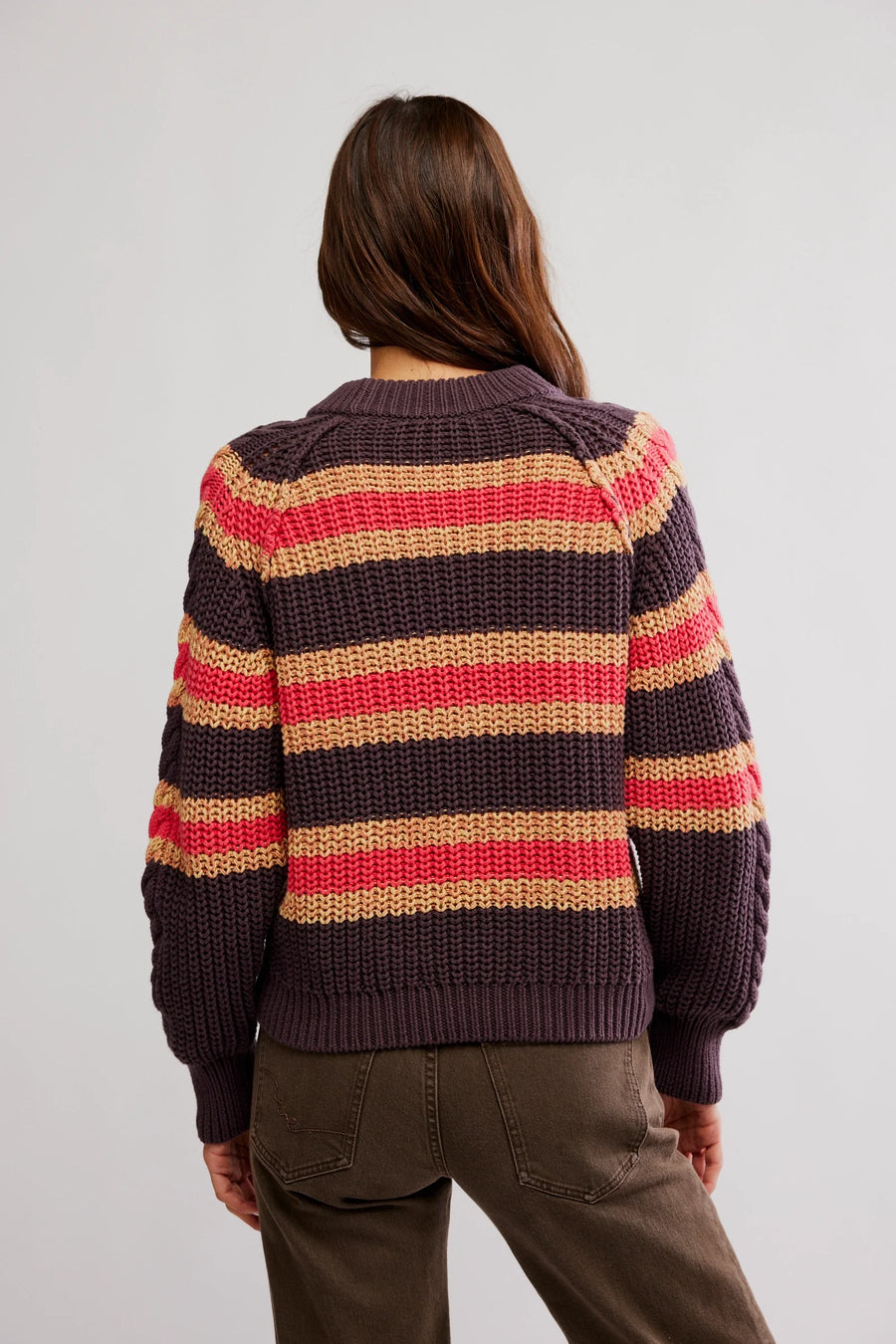 Frankie Cable Striped Pullover