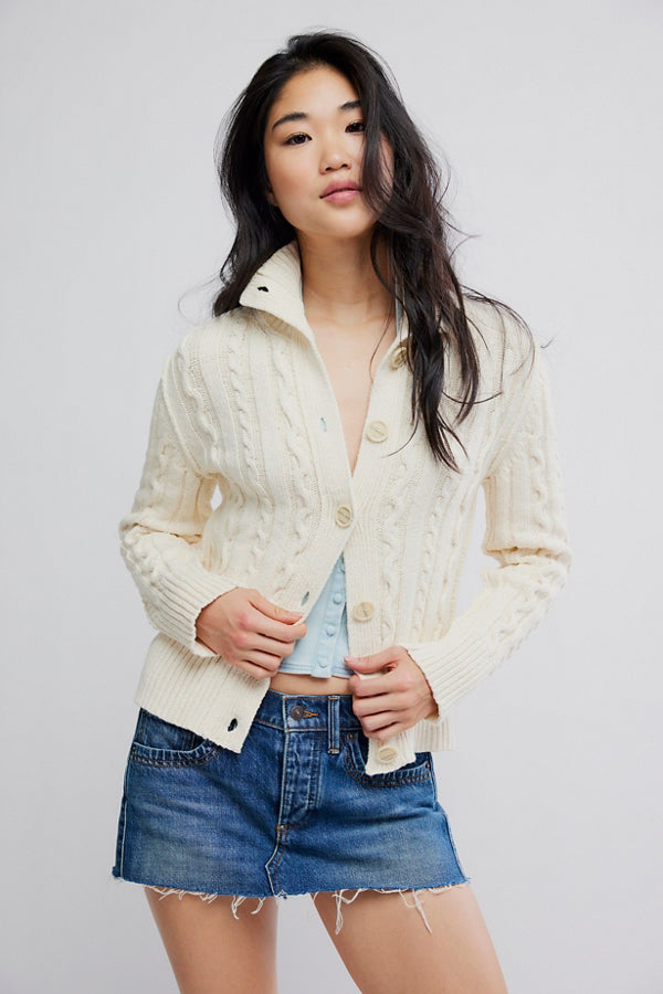 Free People We The Free Cable Collar Cardigan