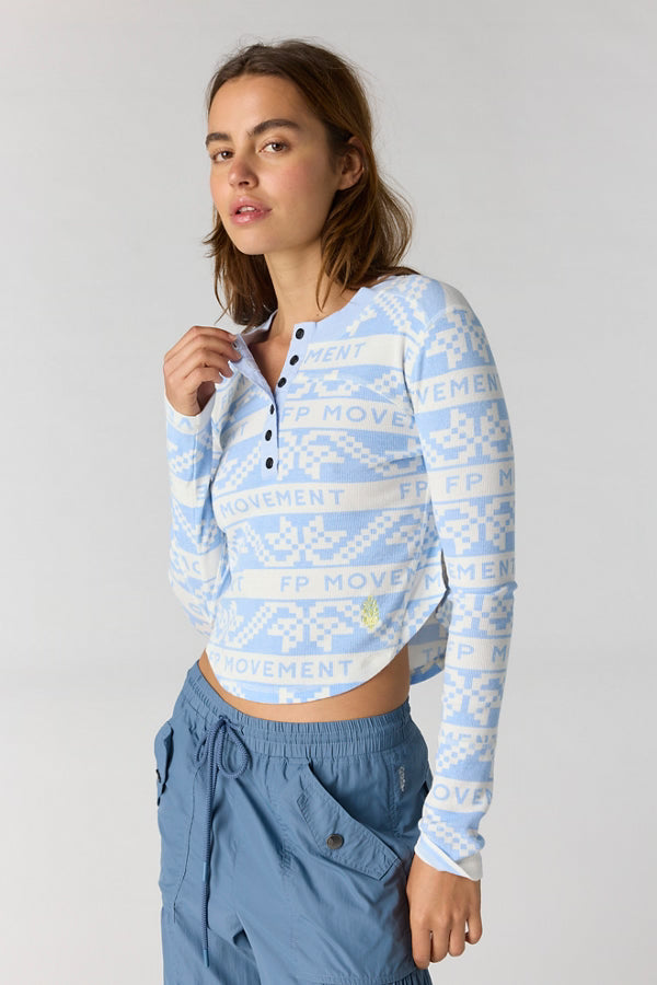 Free People Cool Down Printed Crew