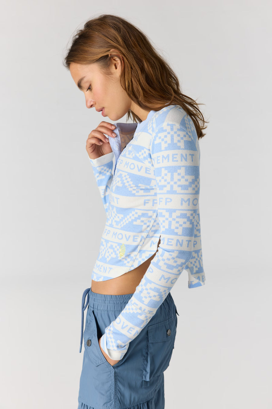 Free People Cool Down Printed Crew