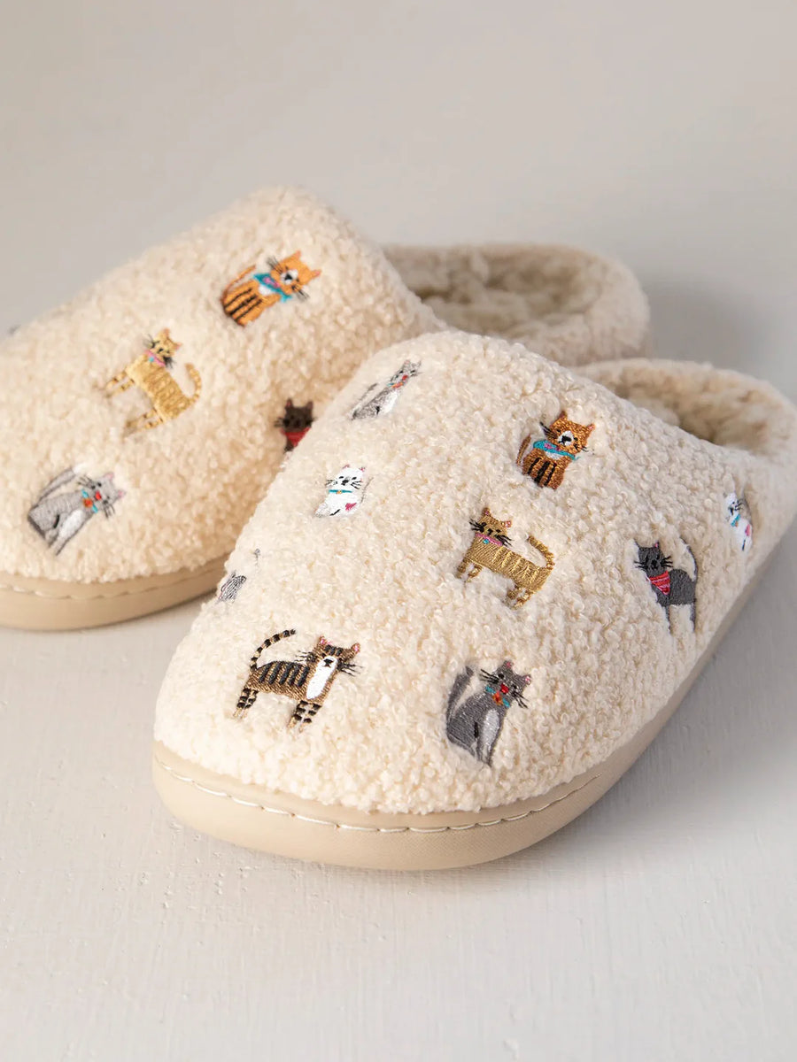Embroidered Sherpa Slippers