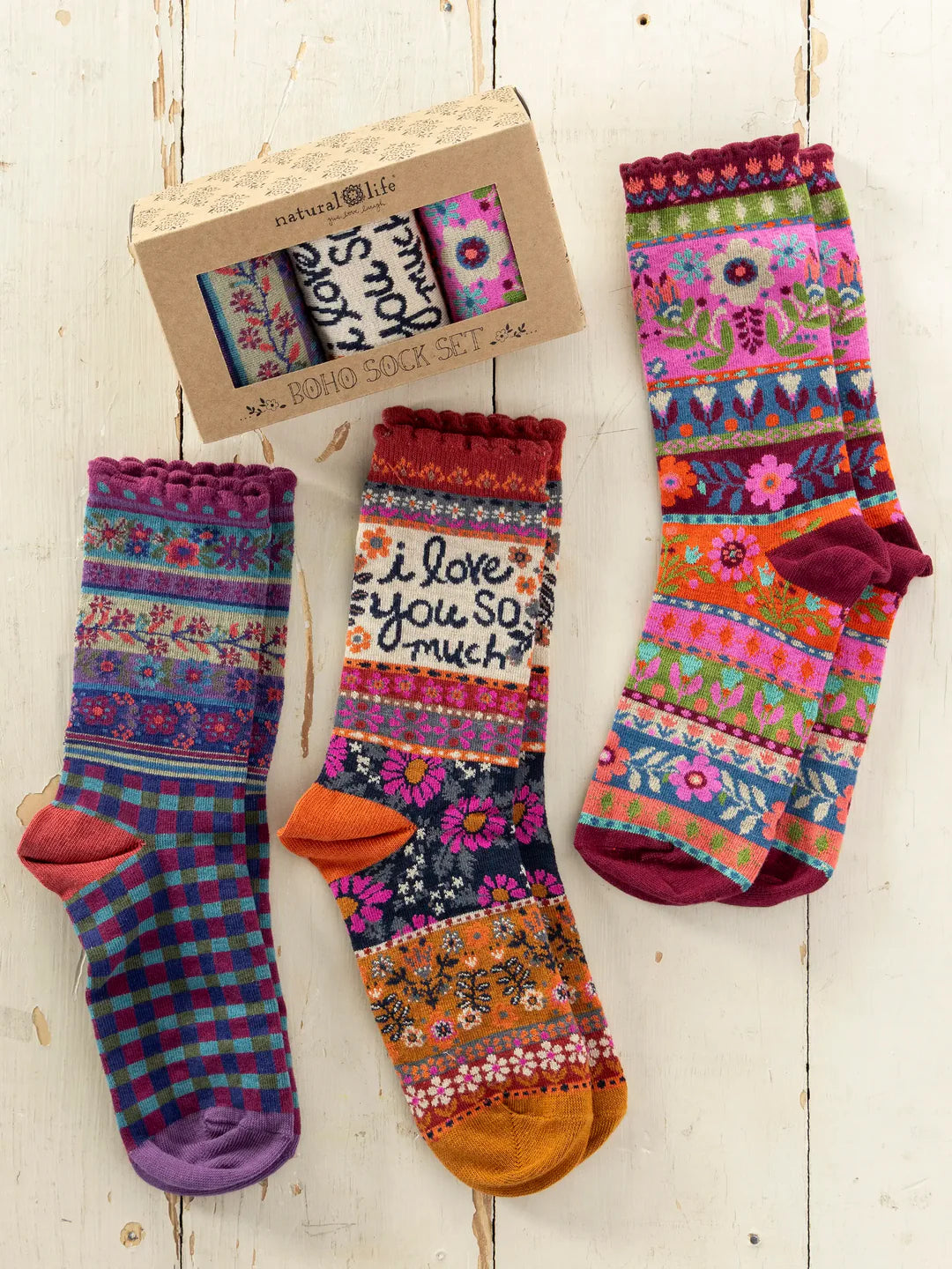 Boxed Boho Sock Set Love You
