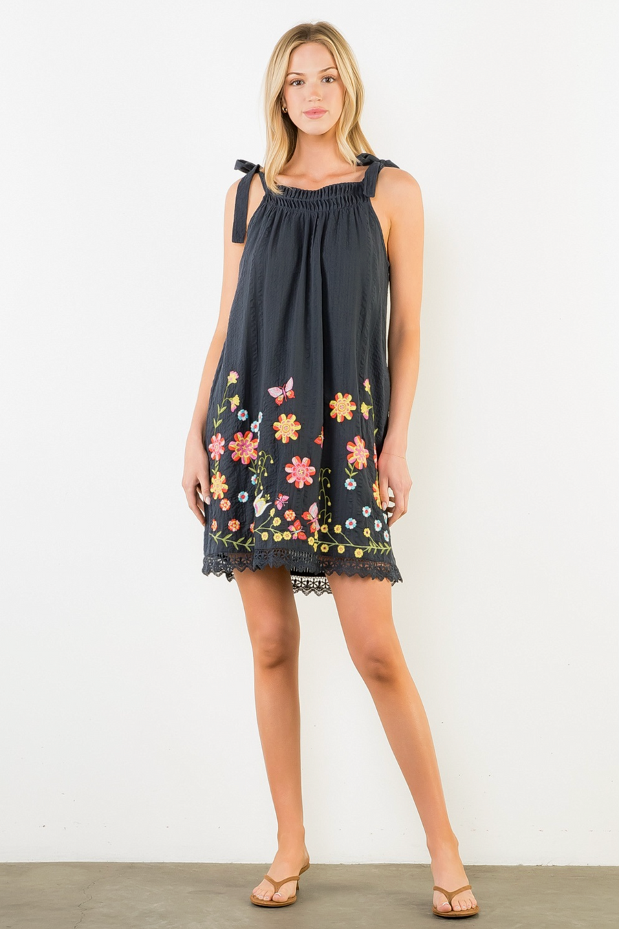 THML Textured Embroidered Dress