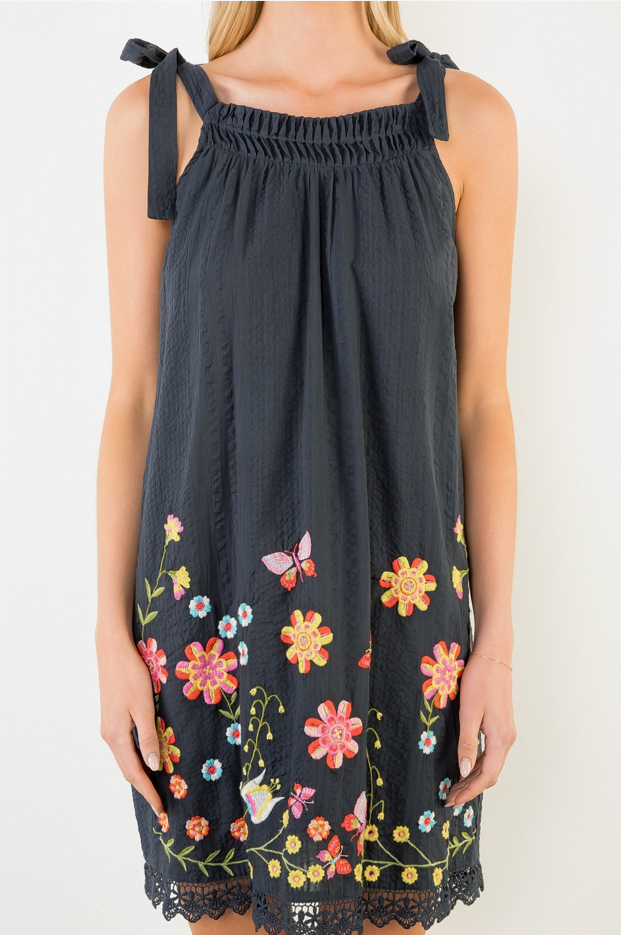 THML Textured Embroidered Dress