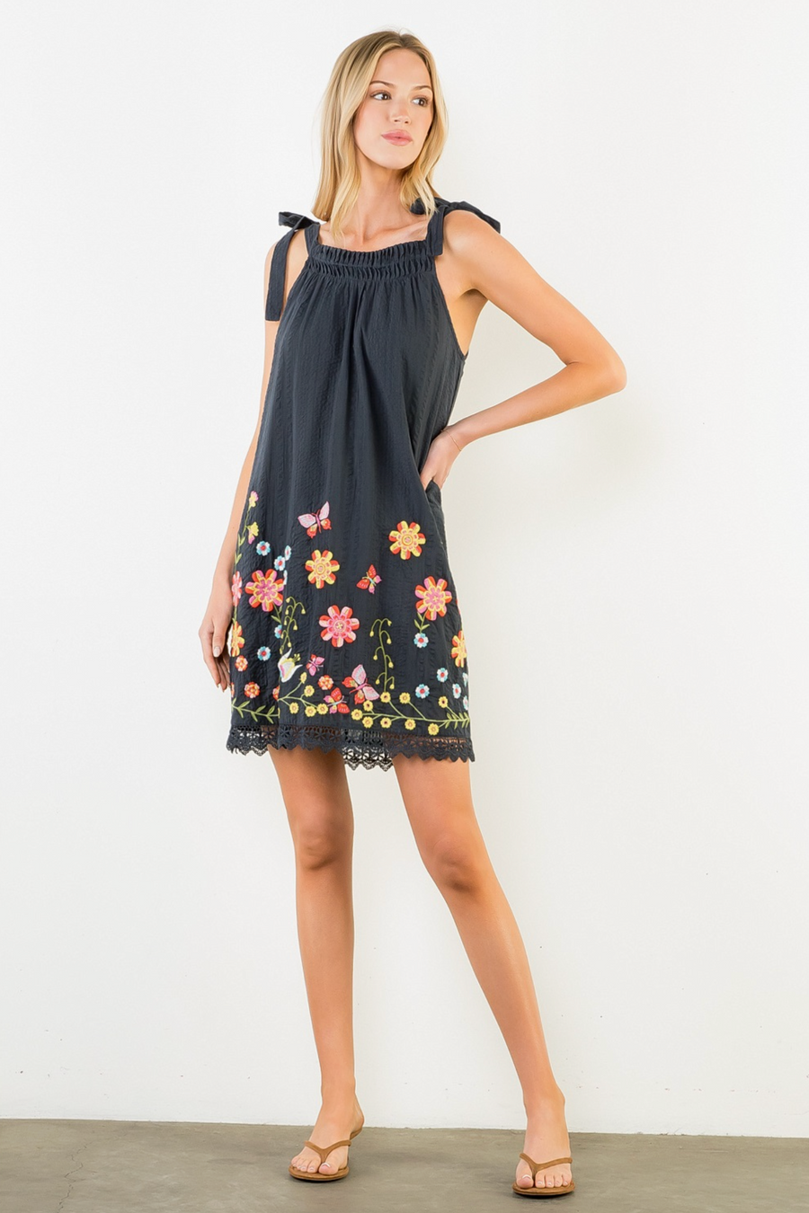 THML Textured Embroidered Dress