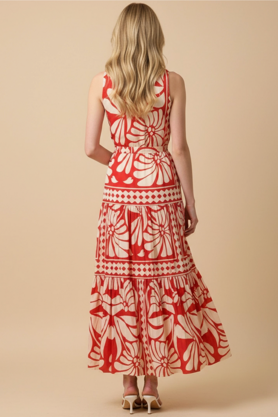 Pinch Floral & Geo Print Tiered Maxi Dress