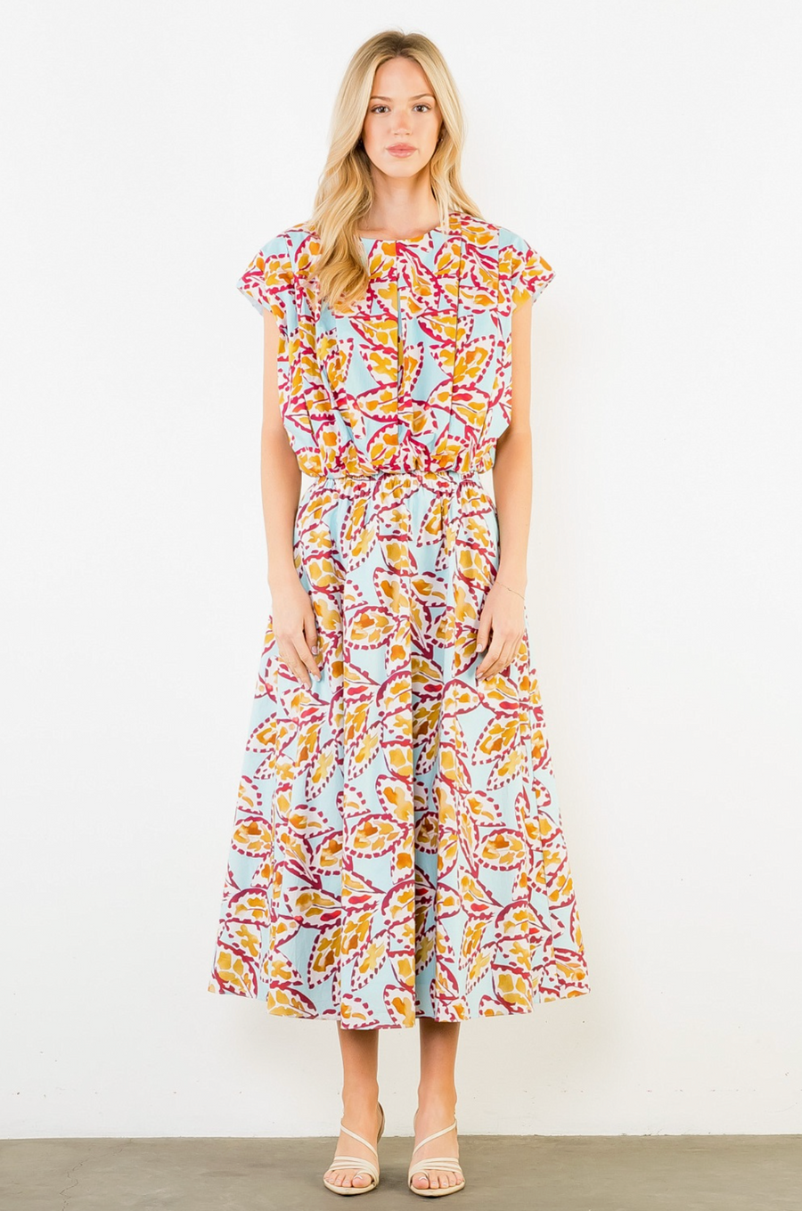 THML Sleeveless Pattern Top with Button Back