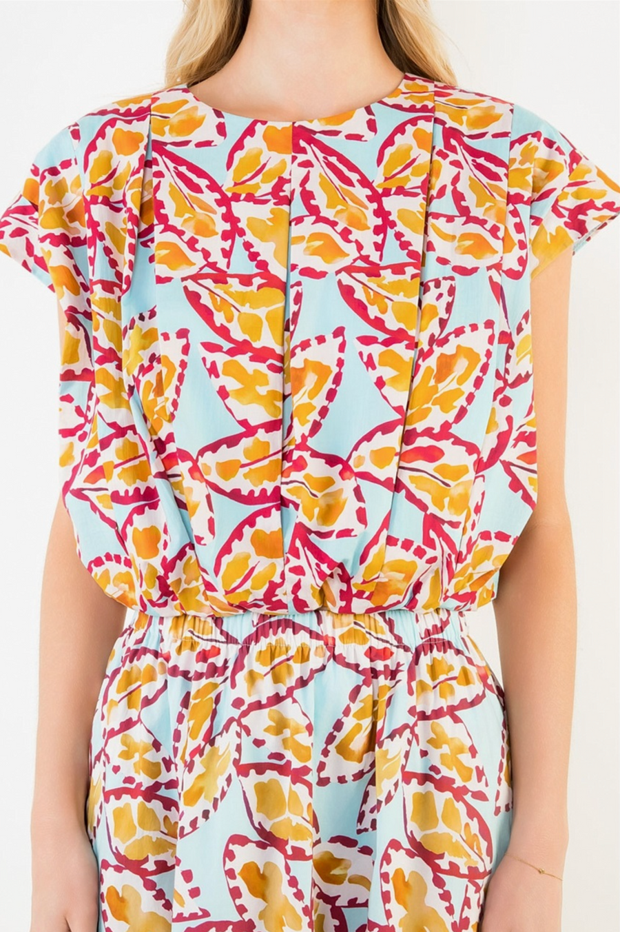 THML Sleeveless Pattern Top with Button Back